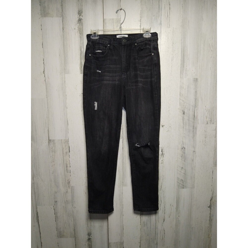 RSQ Womens Vintage Mom Straight Leg Jeans Black Pockets Medium Wash High Rise 27